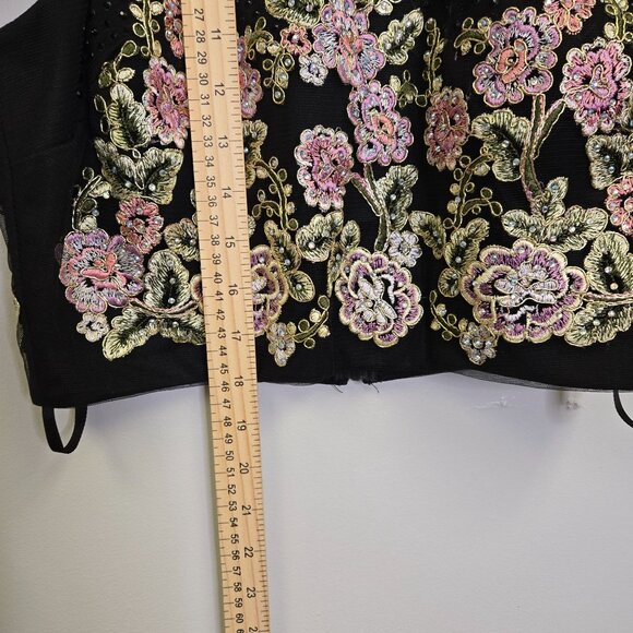 Jodi Kristopher 11 Beaded FLoral Embroidery Garden Fairy Whimsical Festival Crop - Picture 8 of 13